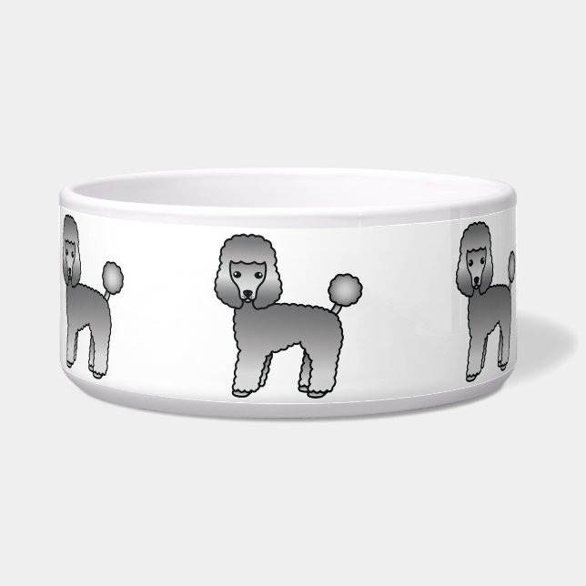 Gray Toy Poodle Cute Cartoon Dog Bowl (Front)