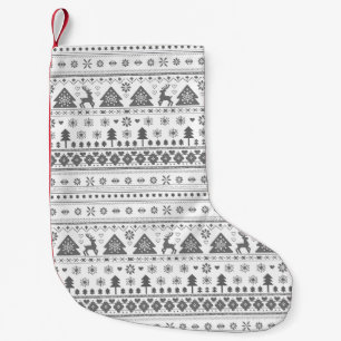 Gray Traditional Scandinavian Nordic Christmas Small Christmas Stocking