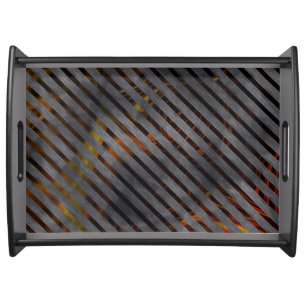 Gray transverse stripes, carbon ribbons, gold red serving tray