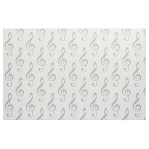 Gray Treble Clef Pattern Fabric