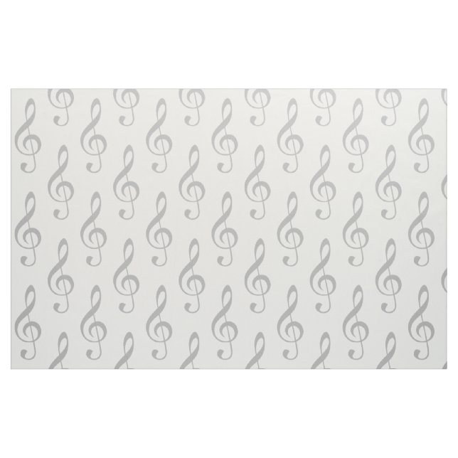 Gray Treble Clef Pattern Fabric (Fat Quarter)