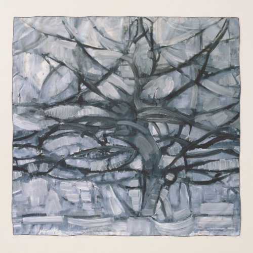 Gray Tree _ Piet Mondrian _ Abstract Art Scarf