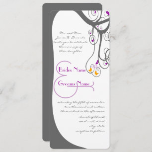 Gray Tree Plum Leave Love Birds Wedding Invitation
