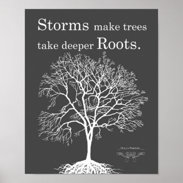 Gray Tree Silhouette Strength Inspirational Print