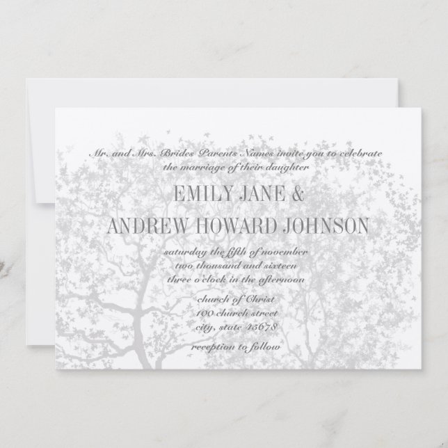 Gray Tree Weddings Personalized Invitations (Front)