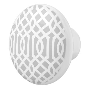 Gray Trellis Ceramic Knob