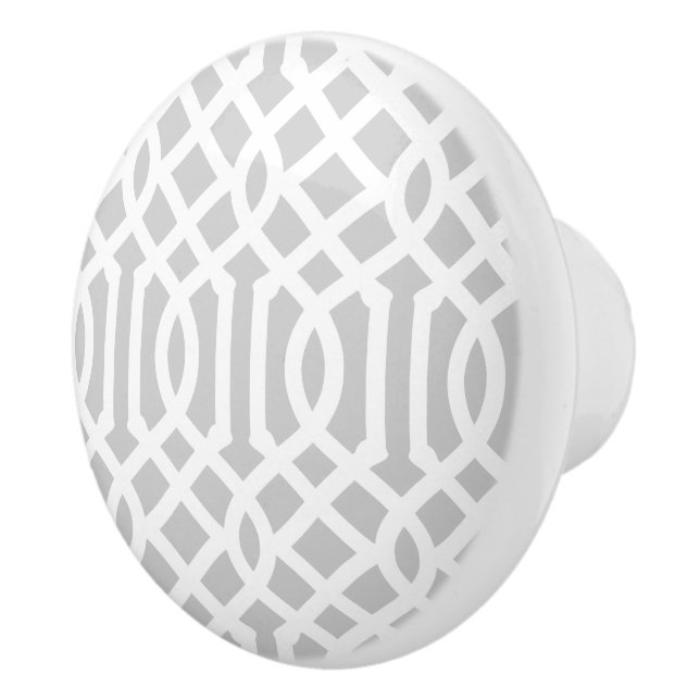 Gray Trellis Ceramic Knob (Right)