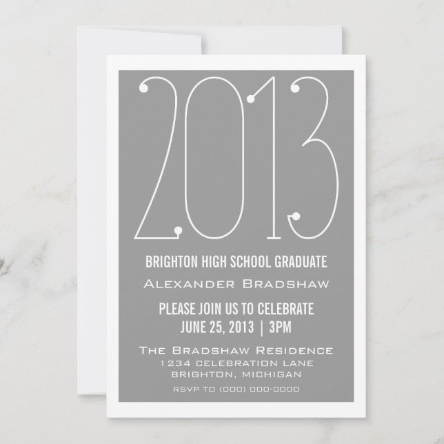 Gray Trendy 2013 Graduation Invitation (Front)