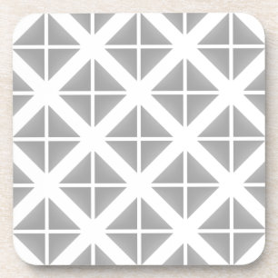 Gray Trendy Triangle Pattern Beverage Coaster
