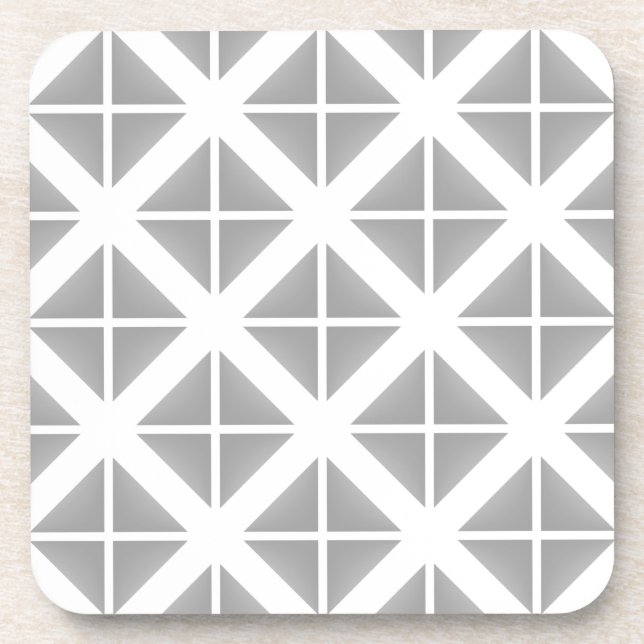 Gray Trendy Triangle Pattern Beverage Coaster (Front)
