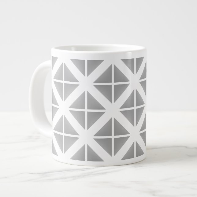 Gray Trendy Triangle Pattern Giant Coffee Mug (Front Left)