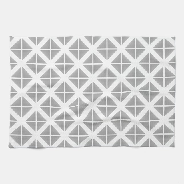 Gray Trendy Triangle Pattern Kitchen Towel (Horizontal)