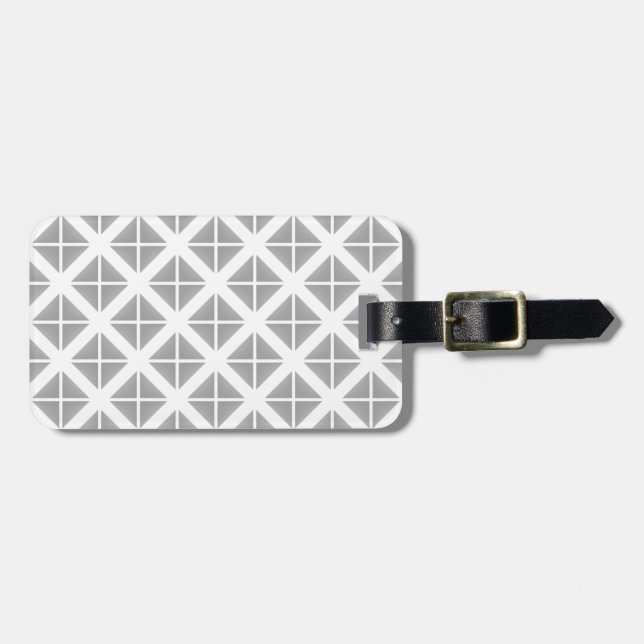 Gray Trendy Triangle Pattern Luggage Tag (Front Horizontal)