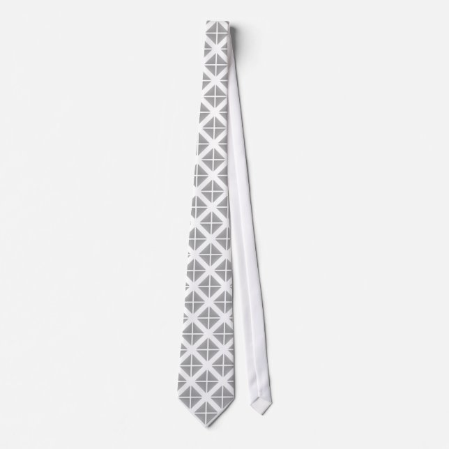 Gray Trendy Triangle Pattern Neck Tie (Front)