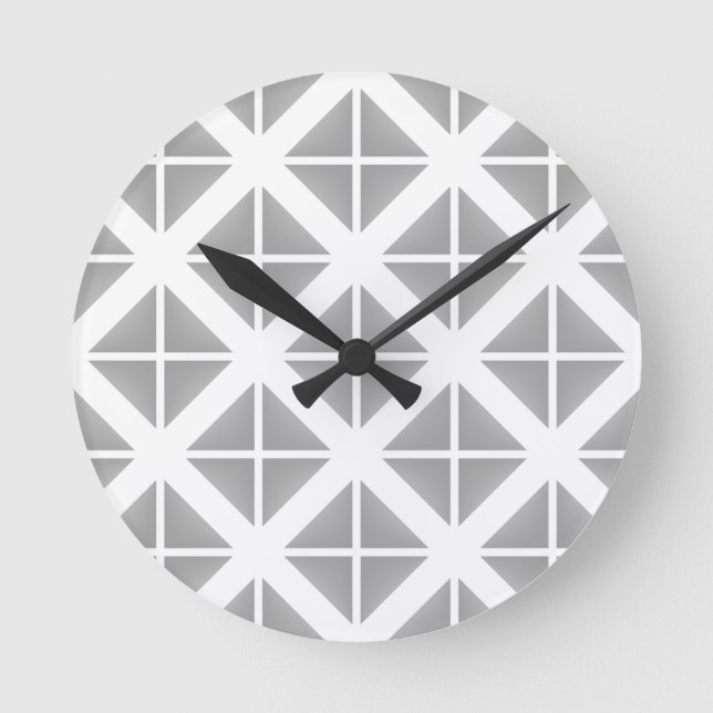 Gray Trendy Triangle Pattern Round Clock (Front)