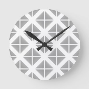 Gray Trendy Triangle Pattern Round Clock