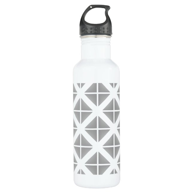Gray Trendy Triangle Pattern Stainless Steel Water Bottle (Front)