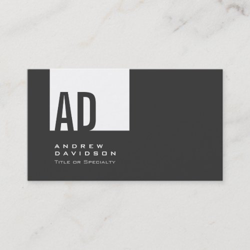 Gray Trendy White Stripe Monogram Business Card