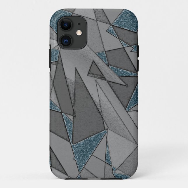 Gray triangle cutouts with rough dark blue pieces Case-Mate iPhone case (Back)