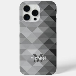 Gray triangle geometric squares ombre Monogram iPhone 15 Pro Max Case