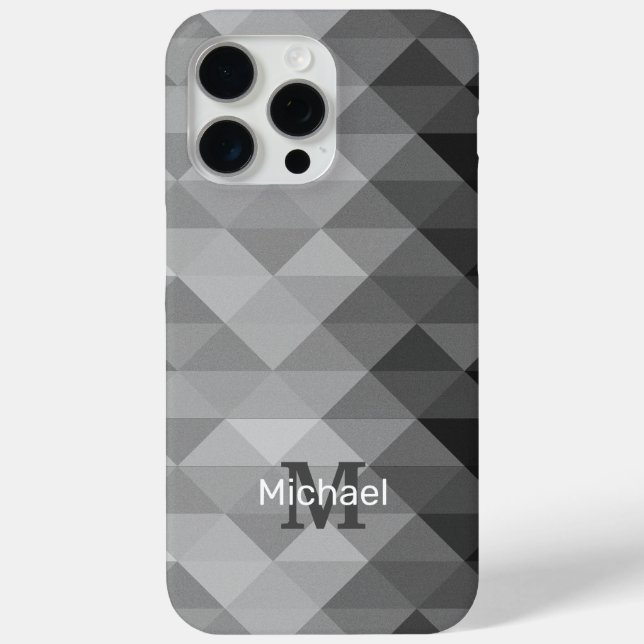Gray triangle geometric squares ombre Monogram Case-Mate iPhone Case (Back)