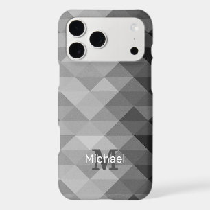 Gray triangle geometric squares ombre Monogram iPhone 17 Pro Max Case