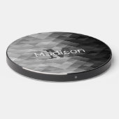 Gray triangle geometric squares ombre Monogram Wireless Charger (Front 2)