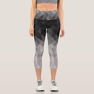 Gray triangle geometric squares ombre pattern capri leggings