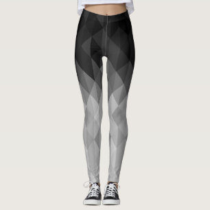 Gray triangle geometric squares ombre pattern leggings
