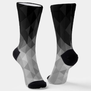 Gray triangle geometric squares ombre pattern socks