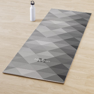 Gray triangle geometric squares pattern Monogram Yoga Mat