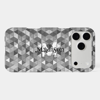Gray triangle retro geometry pattern Monogram iPhone 17 Pro Max Case
