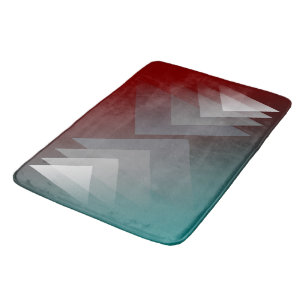 Gray triangles on teal burgundy bath mat