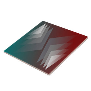 Gray triangles on teal burgundy ceramic tile