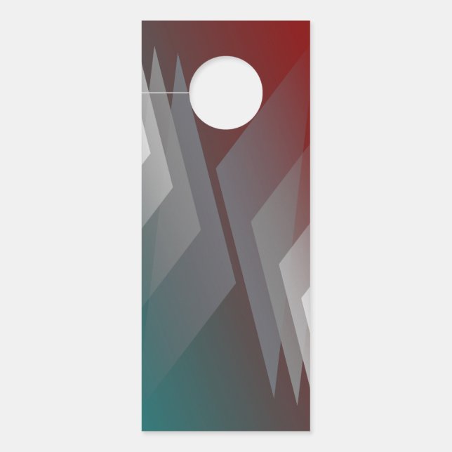 Gray triangles on teal burgundy door hanger (Front)