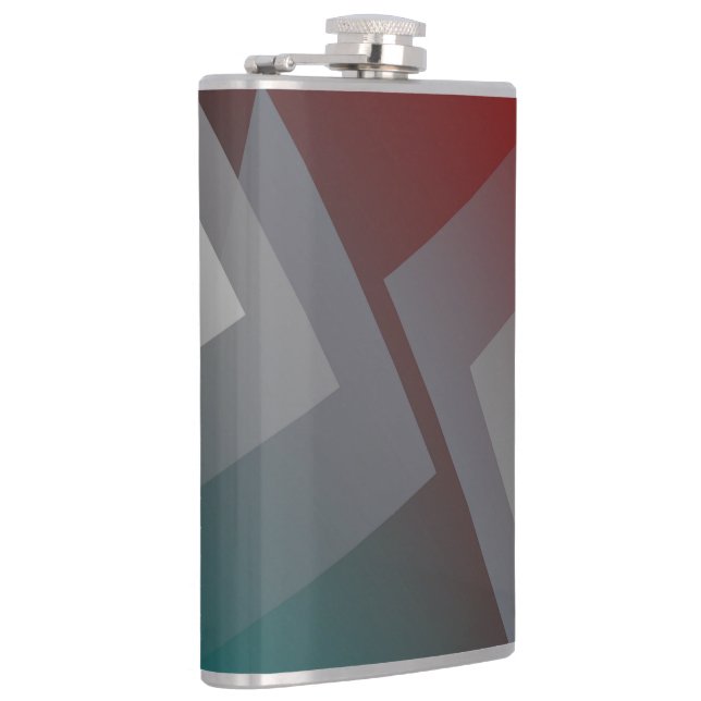 Gray triangles on teal burgundy flask (Right)