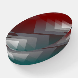 Gray triangles on teal burgundy paperweight