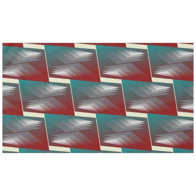 Gray triangles on teal burgundy tablecloth (Front (Horizontal))