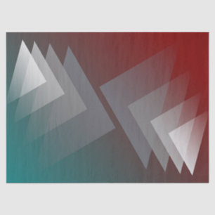 Gray triangles on teal burgundy tissue paper