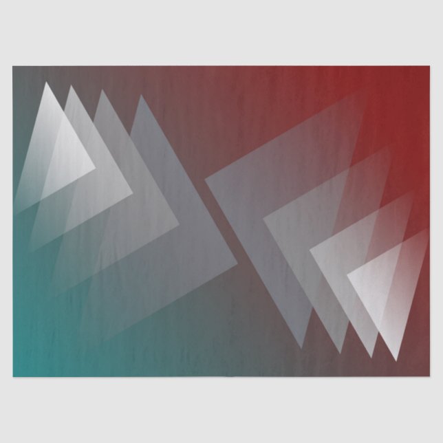 Gray triangles on teal burgundy tissue paper (Front)