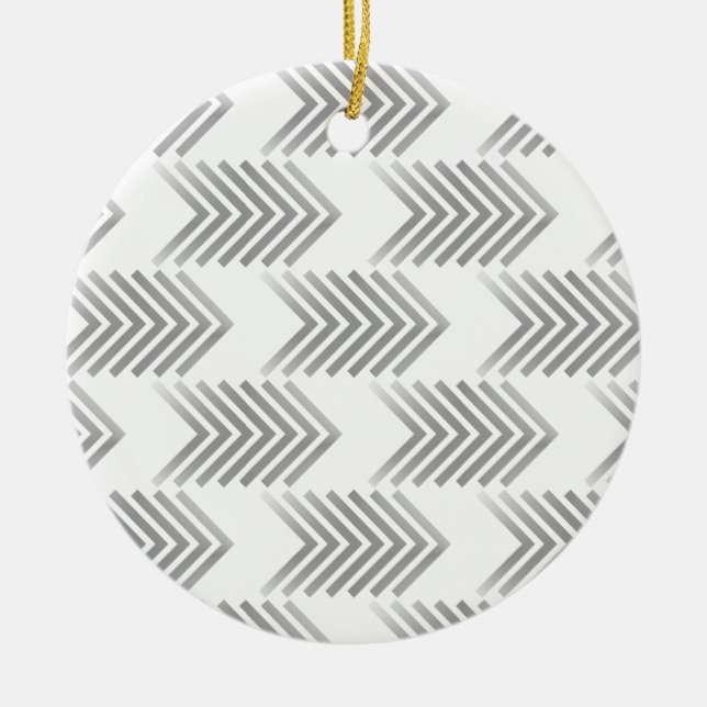 Gray Tribal Arrow Pattern Ceramic Ornament (Front)