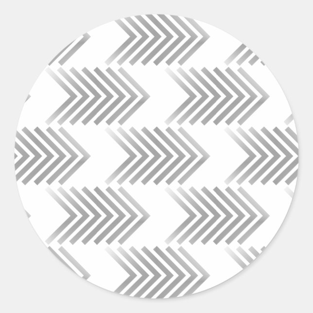 Gray Tribal Arrow Pattern Classic Round Sticker (Front)