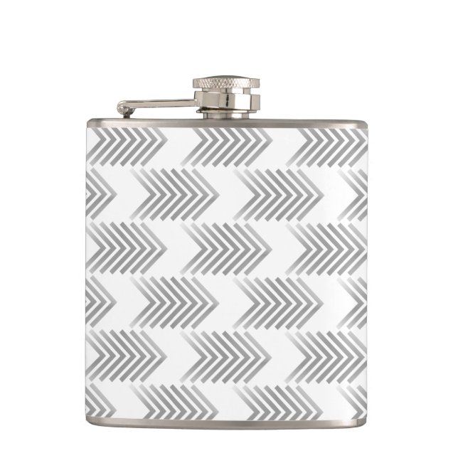 Gray Tribal Arrow Pattern Hip Flask (Front)