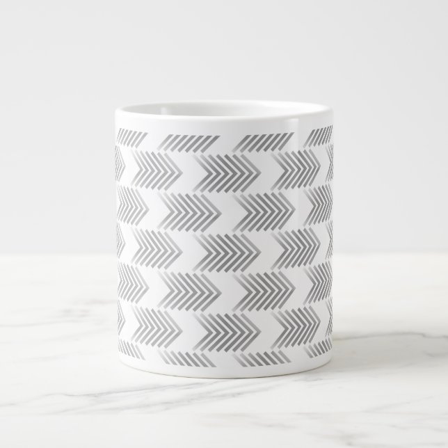 Gray Tribal Arrow Pattern Large Coffee Mug (Front)