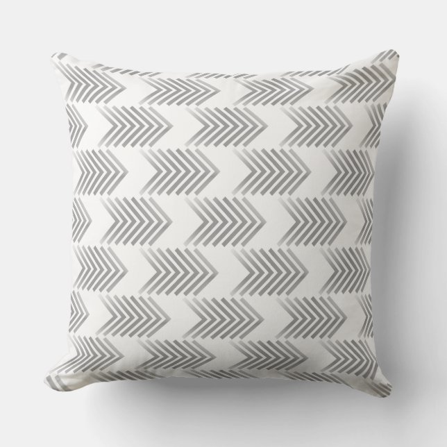 Gray Tribal Arrow Pattern Throw Pillow (Front)