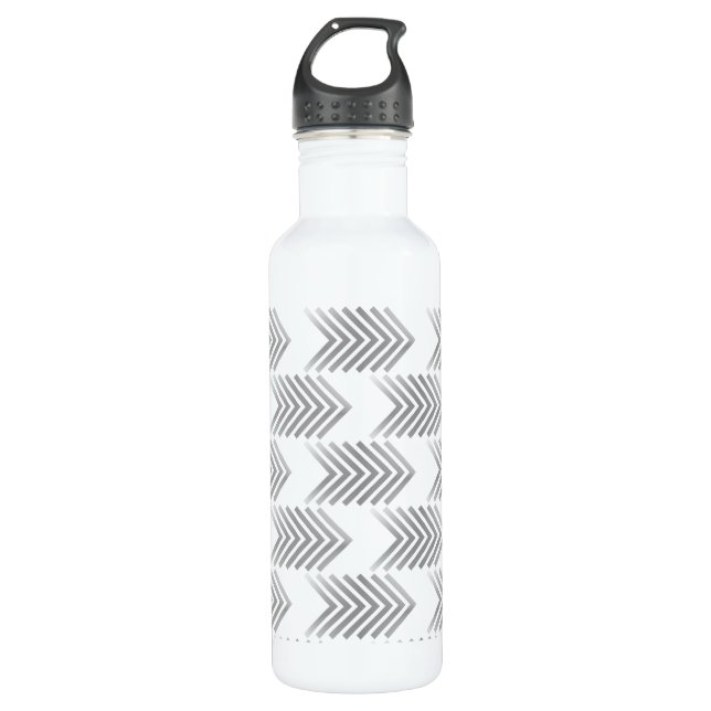 Gray Tribal Arrow Pattern Water Bottle (Front)
