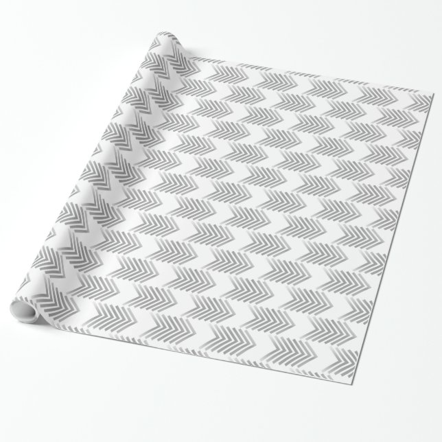 Gray Tribal Arrow Pattern Wrapping Paper (Unrolled)