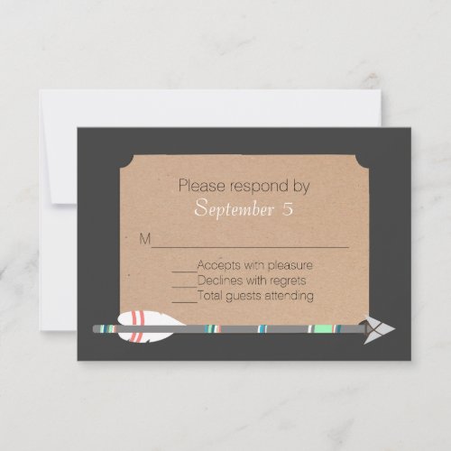 Gray Tribal Arrow Wedding RSVP Card