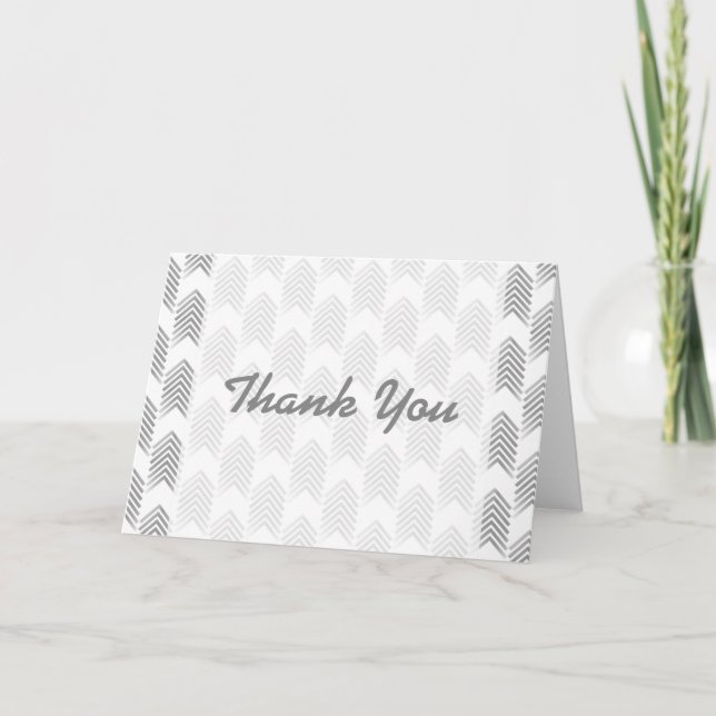 Gray Tribal Arrows Thank You Card (Front)