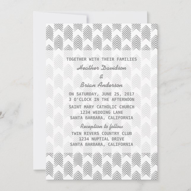 Gray Tribal Arrows Wedding Invite (Front)